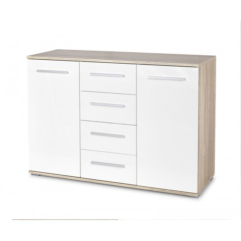 Komoda LIMA KM-4 HALMAR biały/dąb sonoma - OUTLET